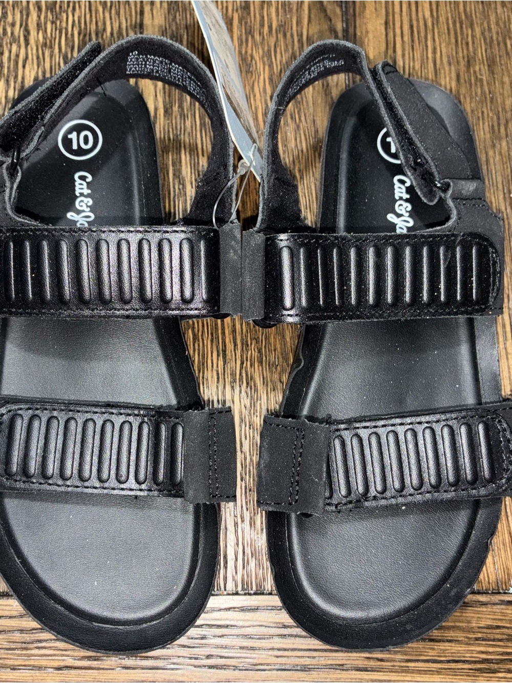 Cat & Jack Black Kids' Sporty Adjustable Strap Sandals